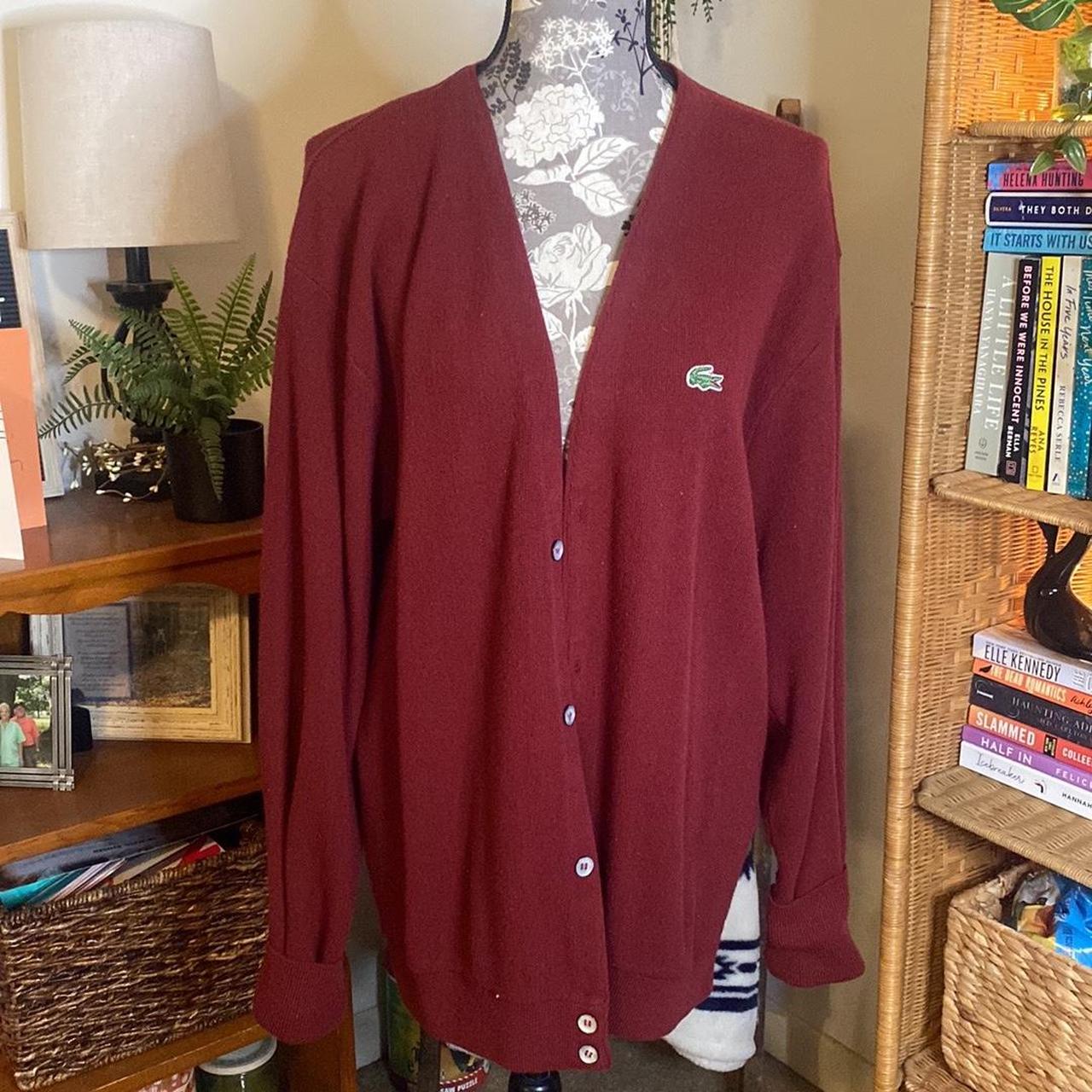 Red lacoste cardigan Depop