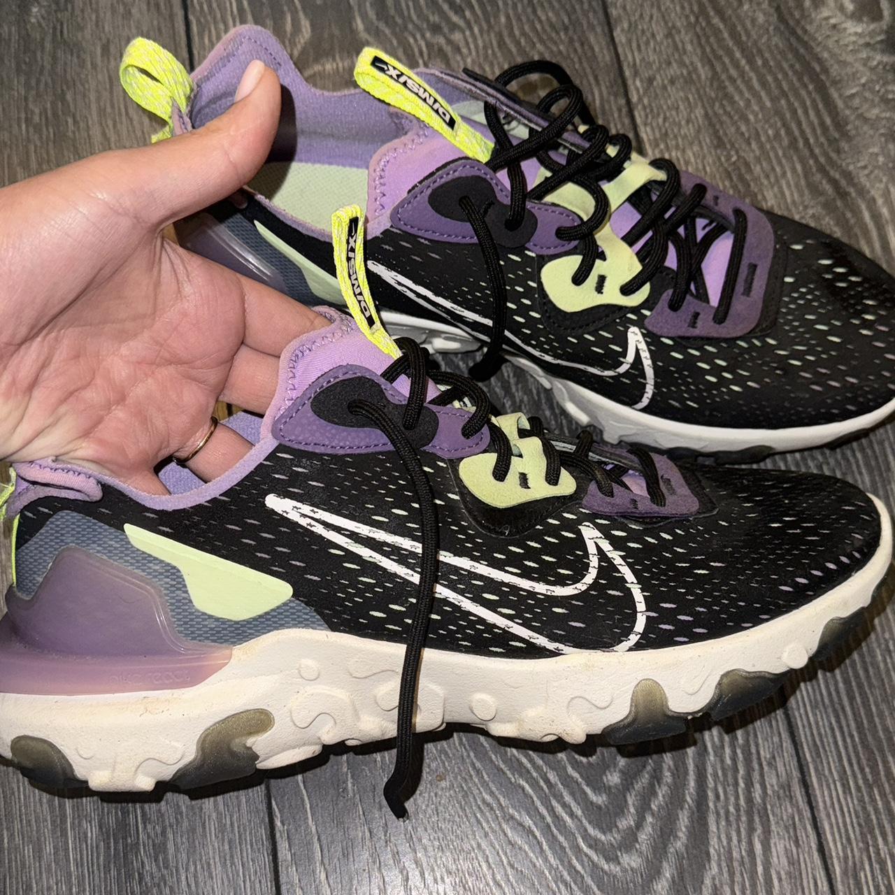 Men s Nike react in black purple and white. Worn