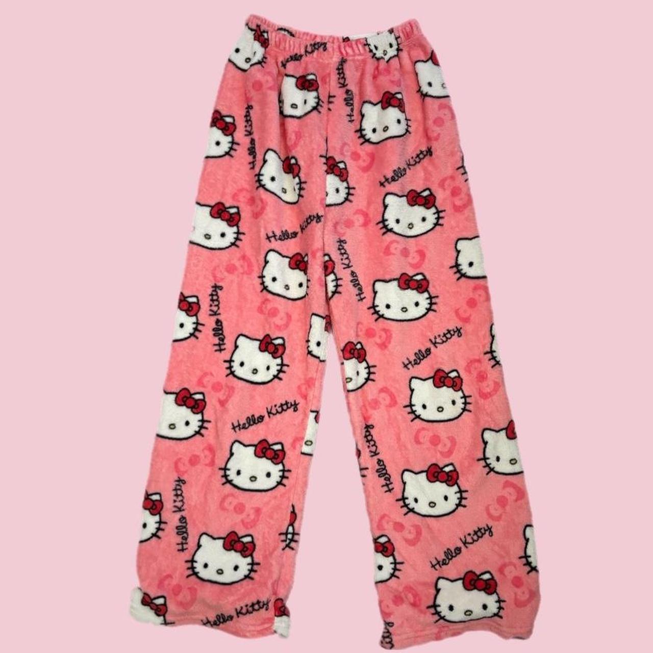 Hello Kitty pink and white pajama pants🎀 super cute... - Depop