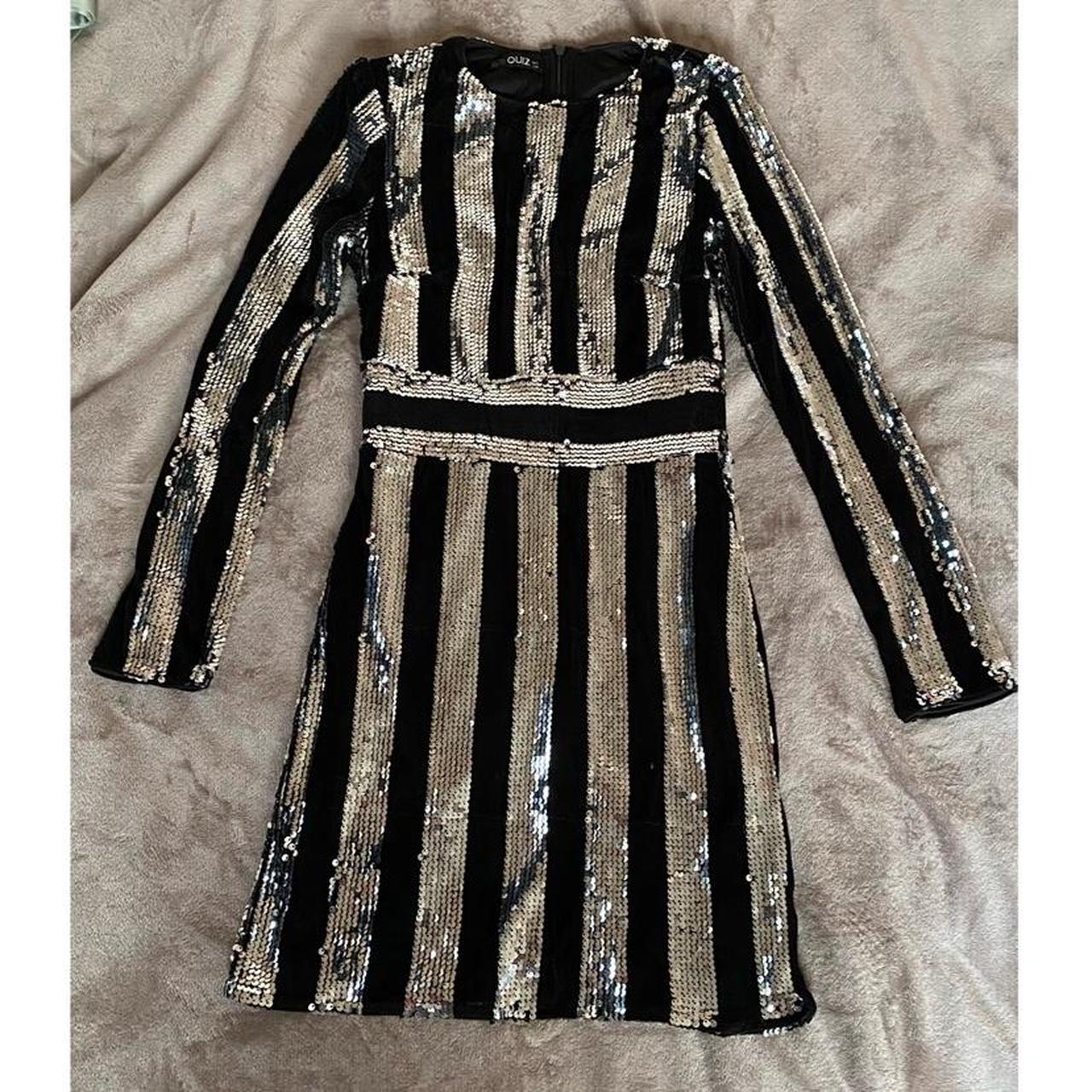 Black Sequin Stripe Dress