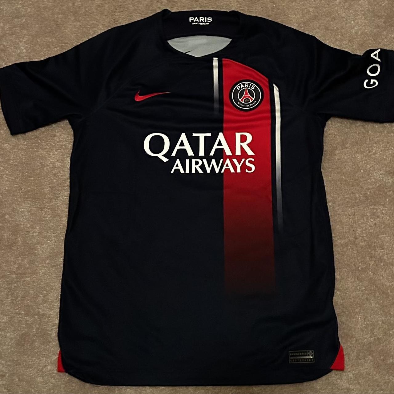 2023/2024 PSG home jersey - navy, red, and white - Depop