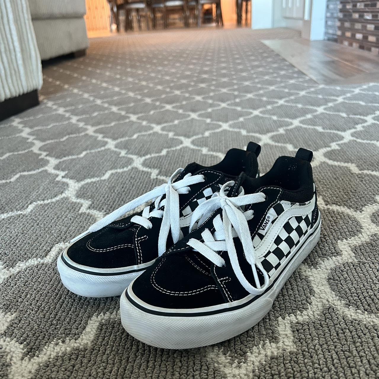 clack and white checkered vans Depop