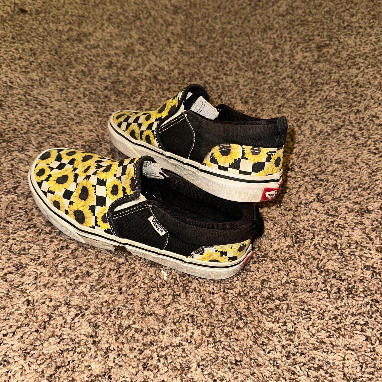 sunflower checkered vans stain on the outer sole of. Depop