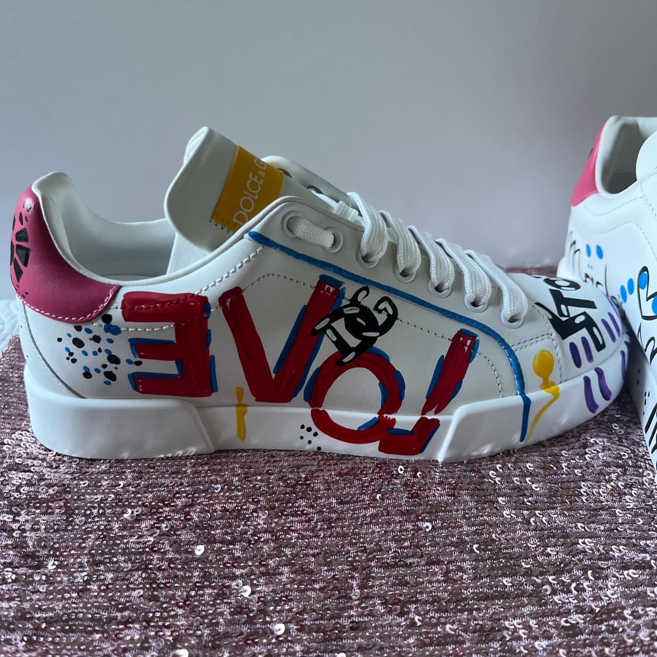 Dolce & Gabbana SNK Sneakers - White and Colorful - | Depop