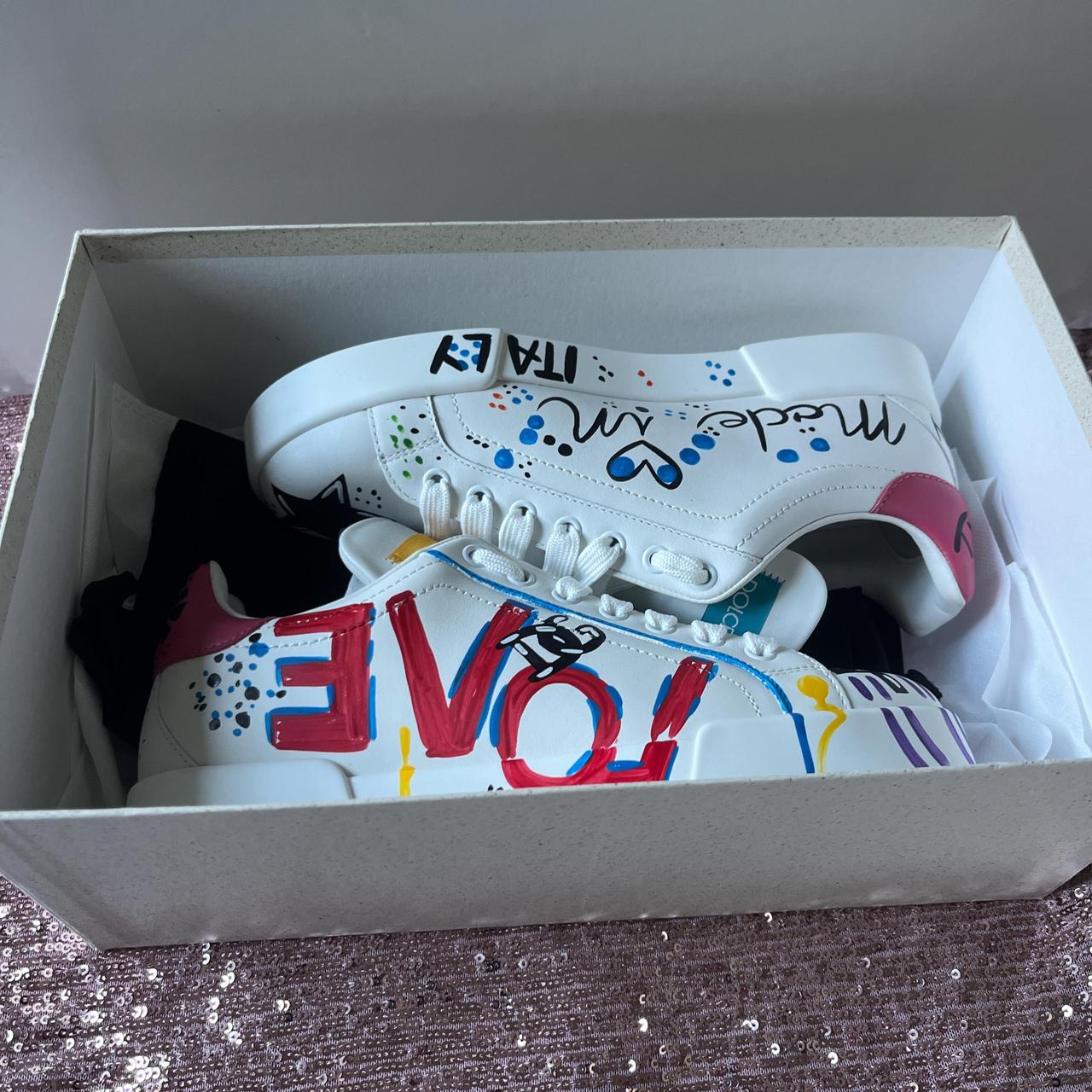 Dolce & Gabbana SNK Sneakers - White and Colorful - | Depop