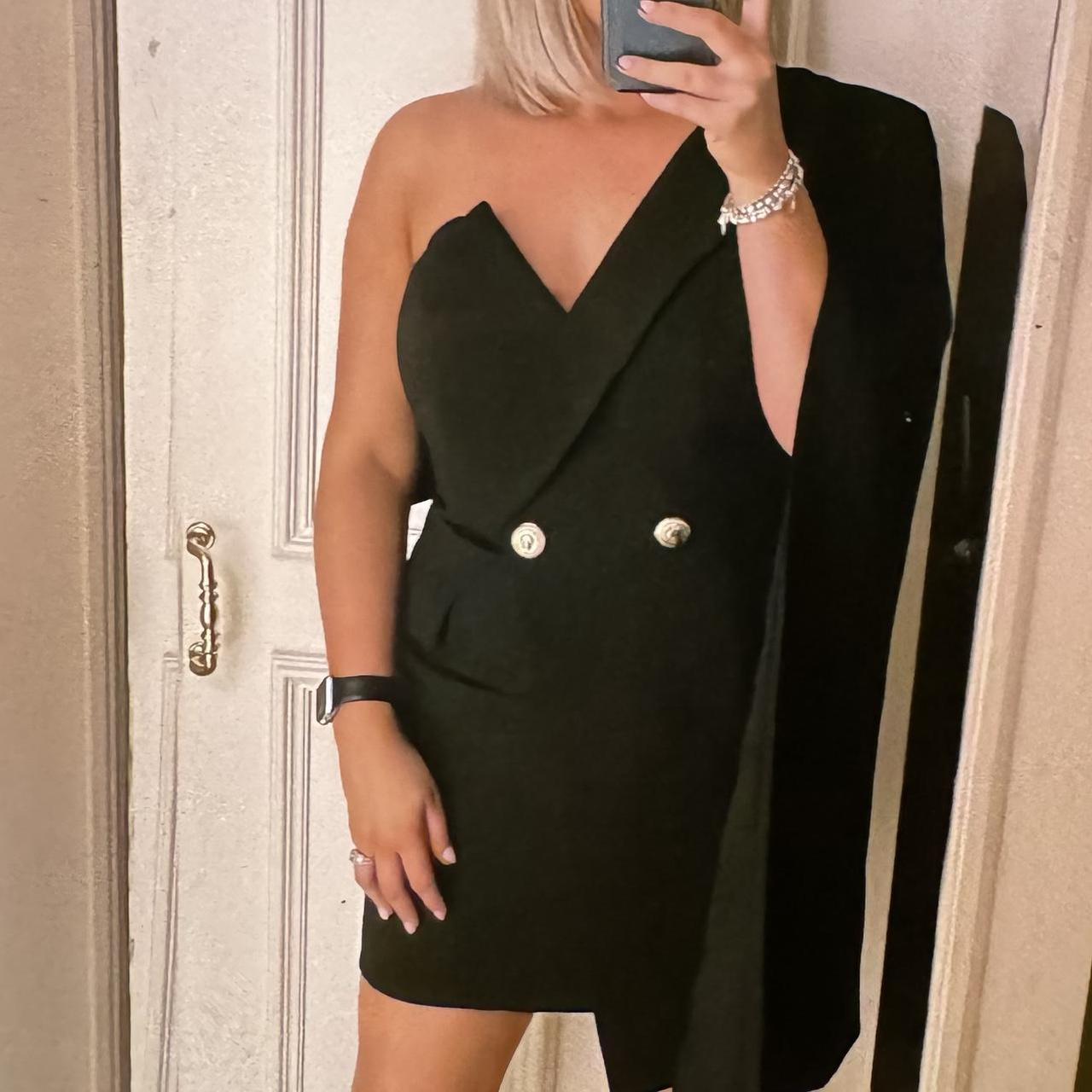 Lavish Alice One shoulder boned cape blazer dress Depop