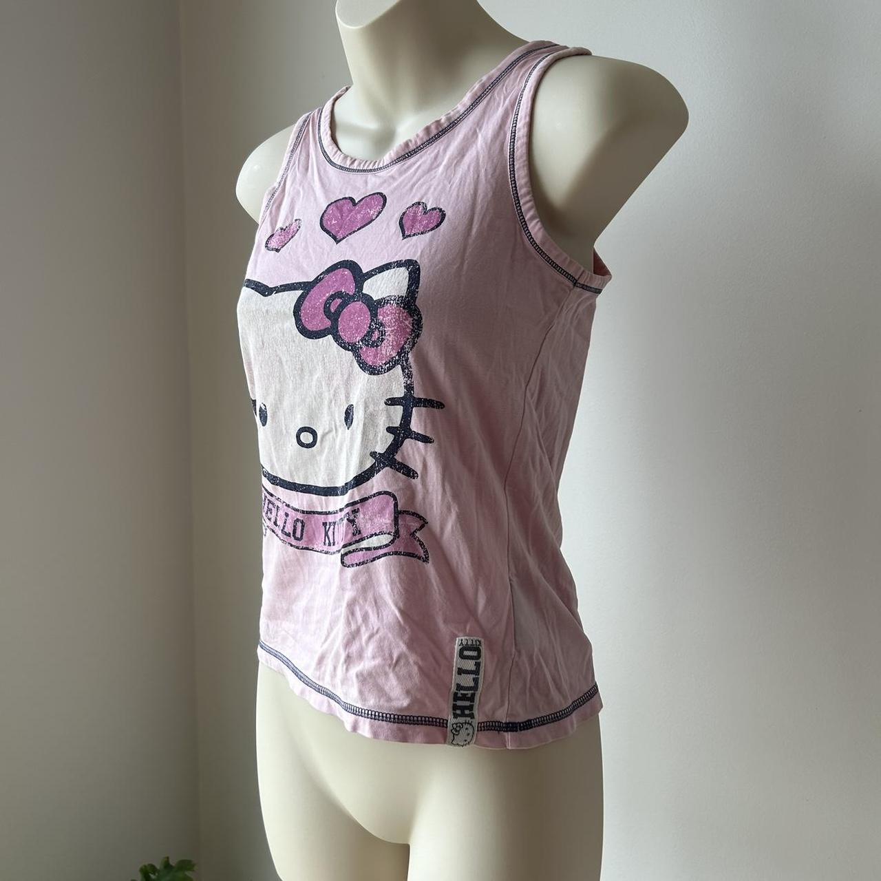 hello kitty pink tank top brand: marks & spencers... - Depop