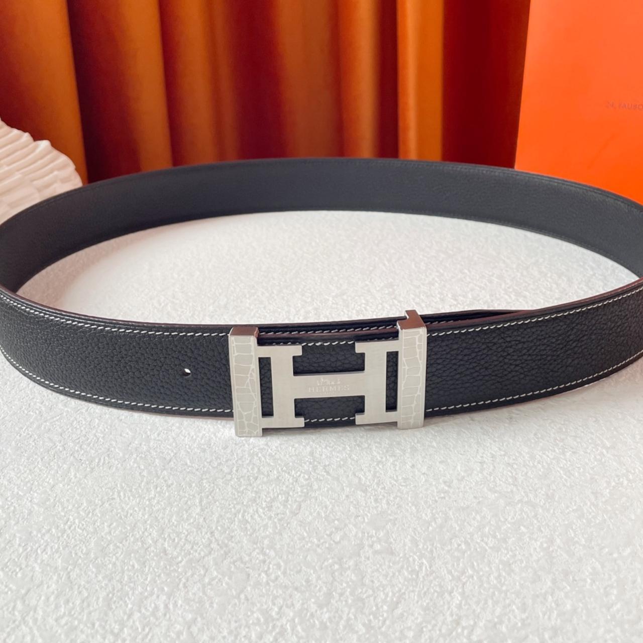 Black and silver hermes belt hotsell