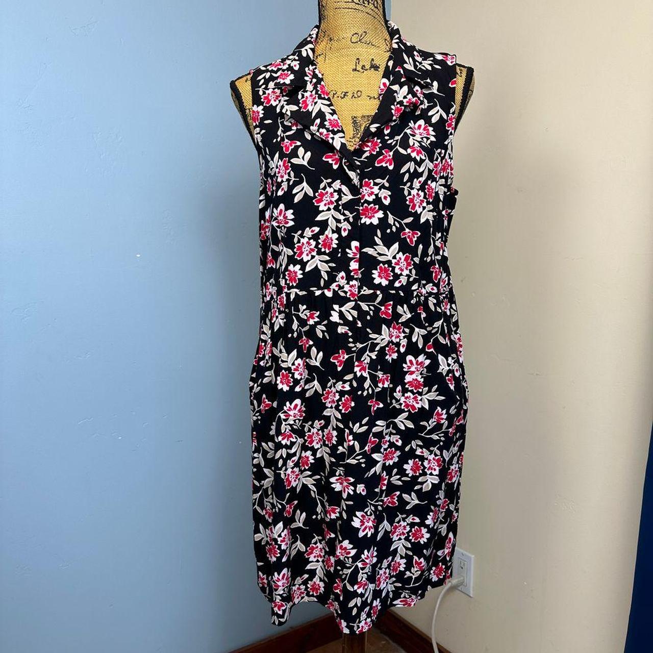 J Jill L Petite Floral Print Dress Midi VNeck Black. Depop