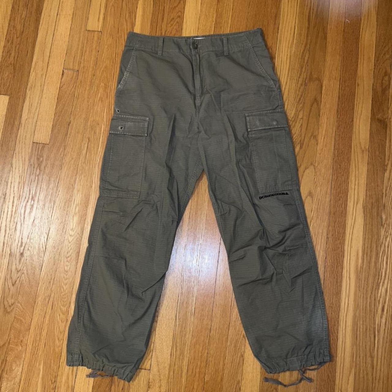 Dc shoes ripstop baggy cargo pants in olive green,... - Depop