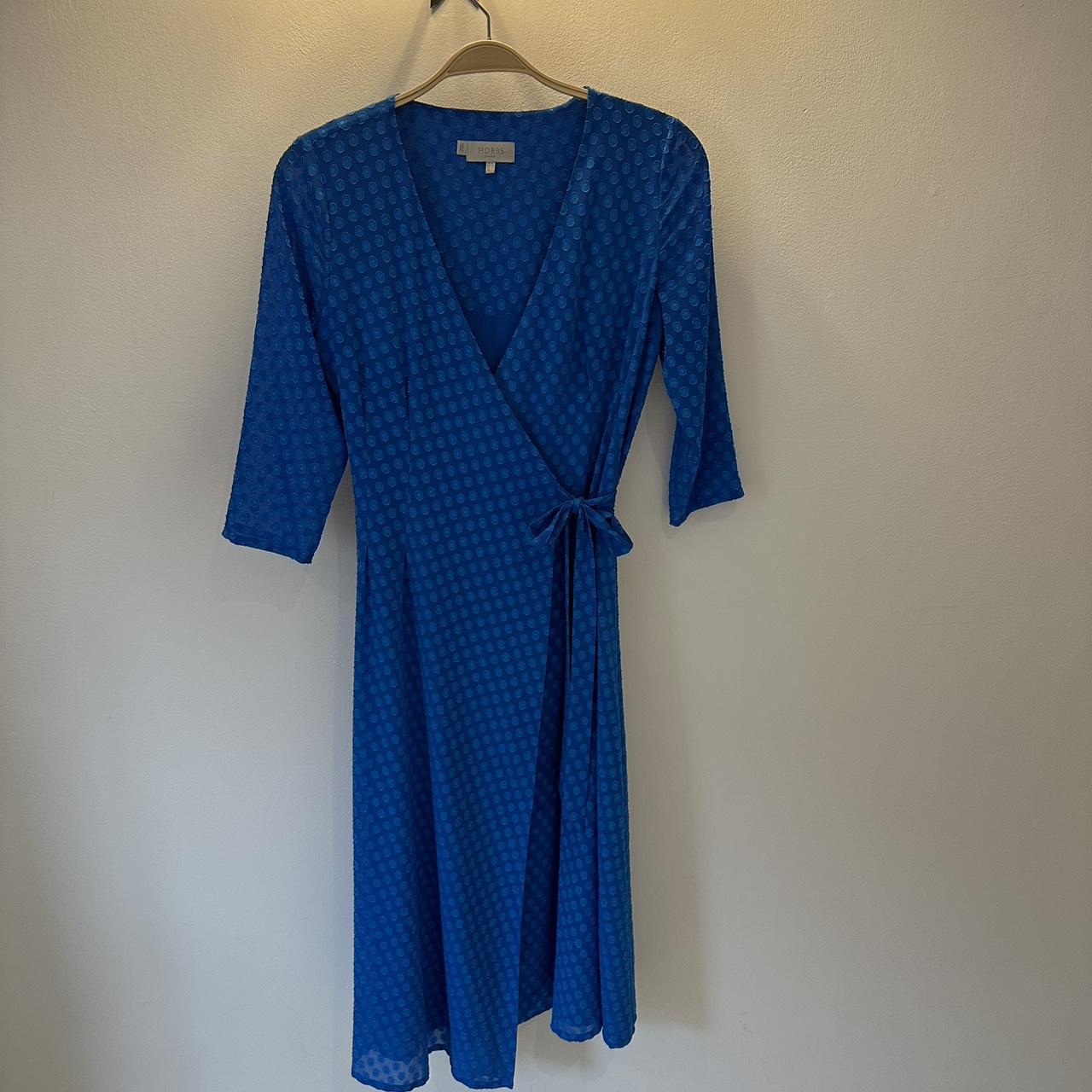 Hobbs electric blue wrap dress in size 8. Coming