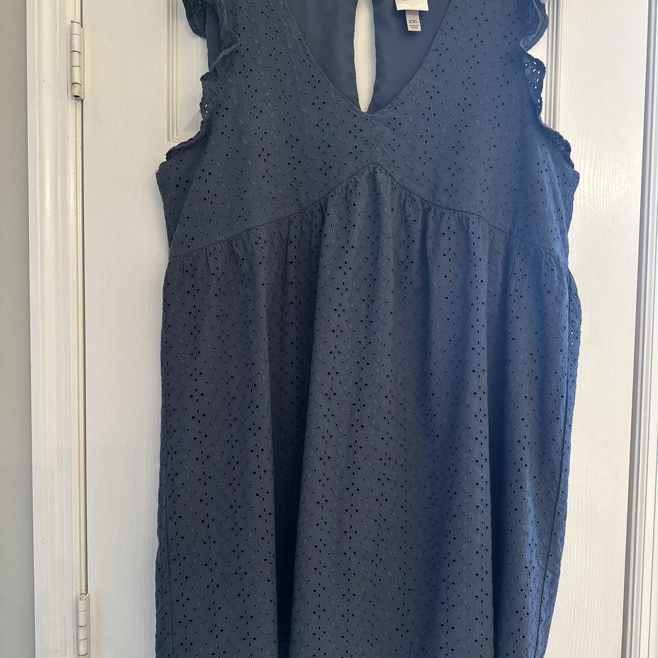 KNOX ROSE Dress Womens XXL Blue Eyelet Ruffle Detail... - Depop