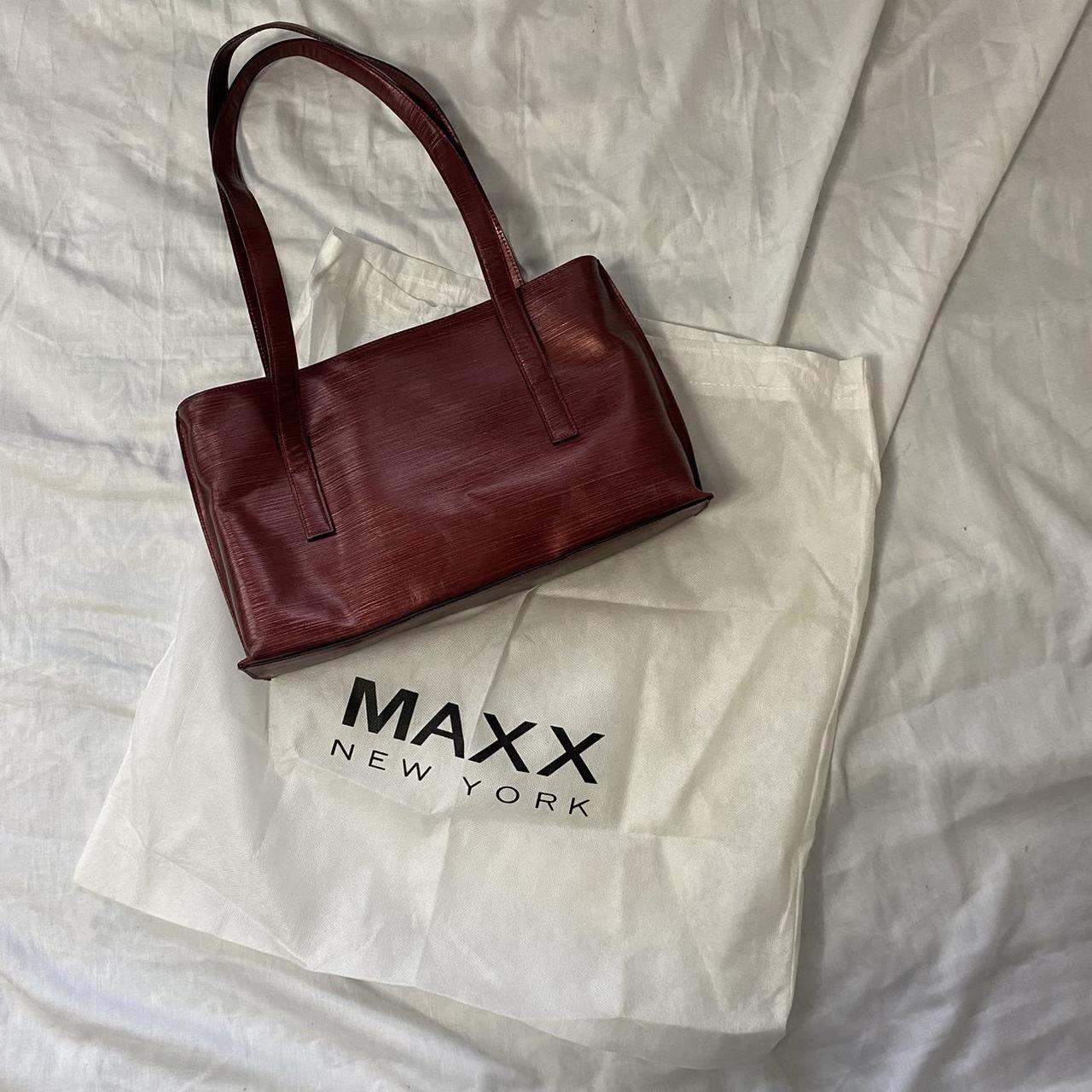 Max New York Burgundy leather shoulder bag from the | Depop