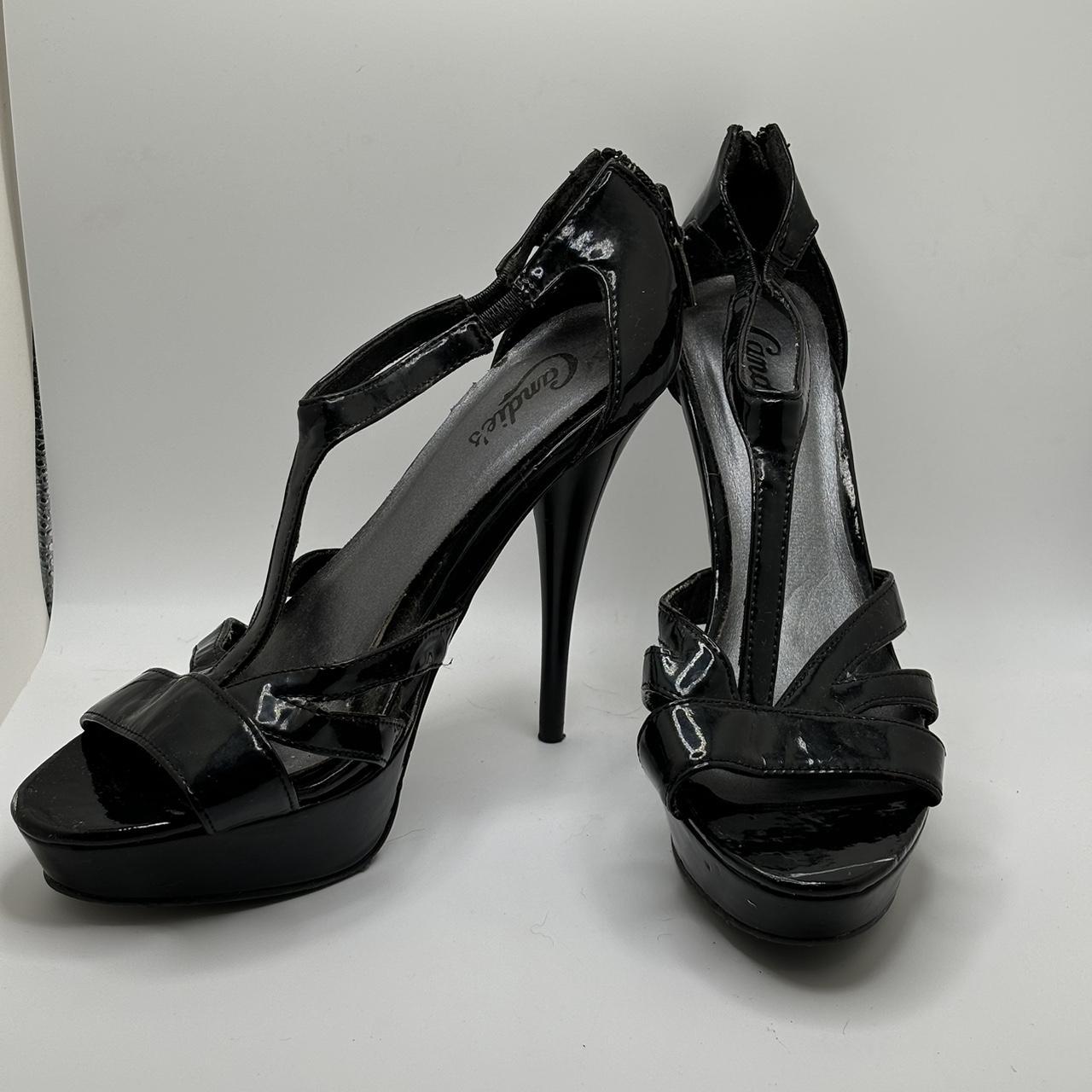 Candies Black patent leather platform heels with