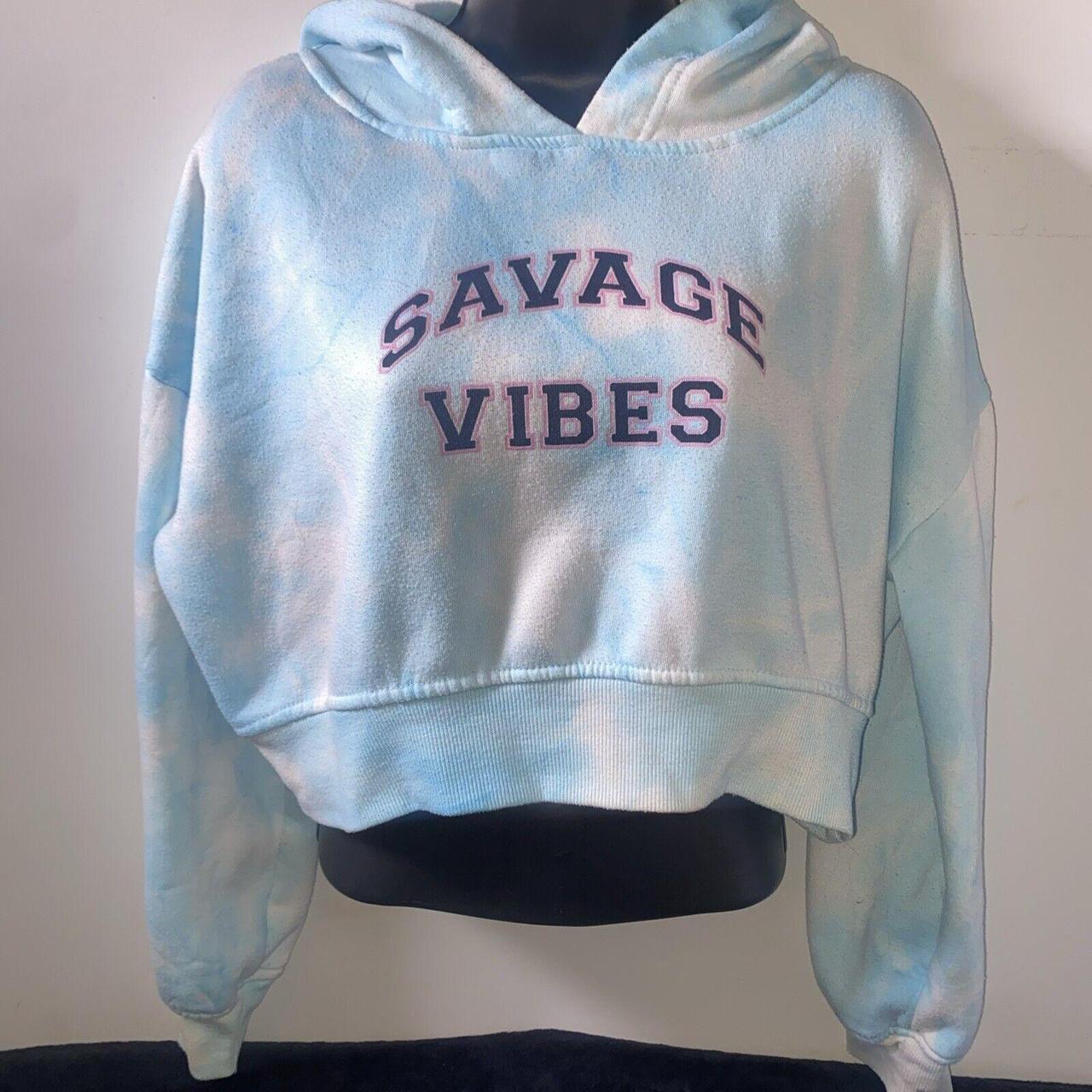 Rue21 Juniors Size L Cropped Hoodie Blue Savage. Depop