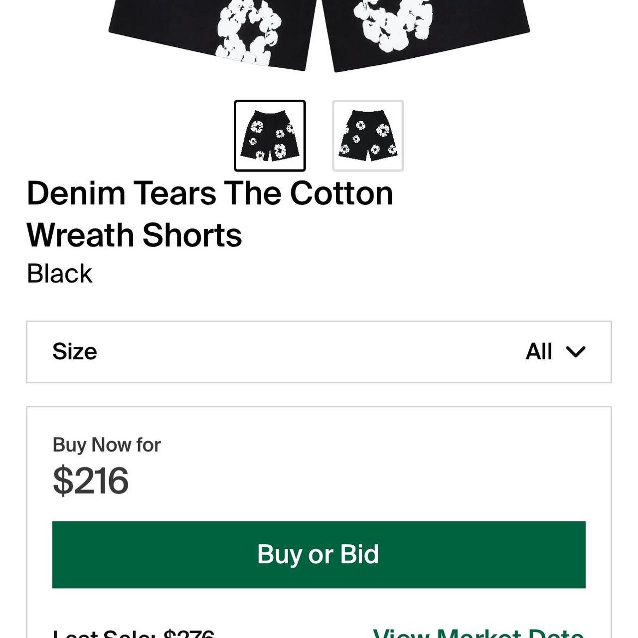 Denim Tears The Cotton Wreath Shorts Black, SIZE S | Depop