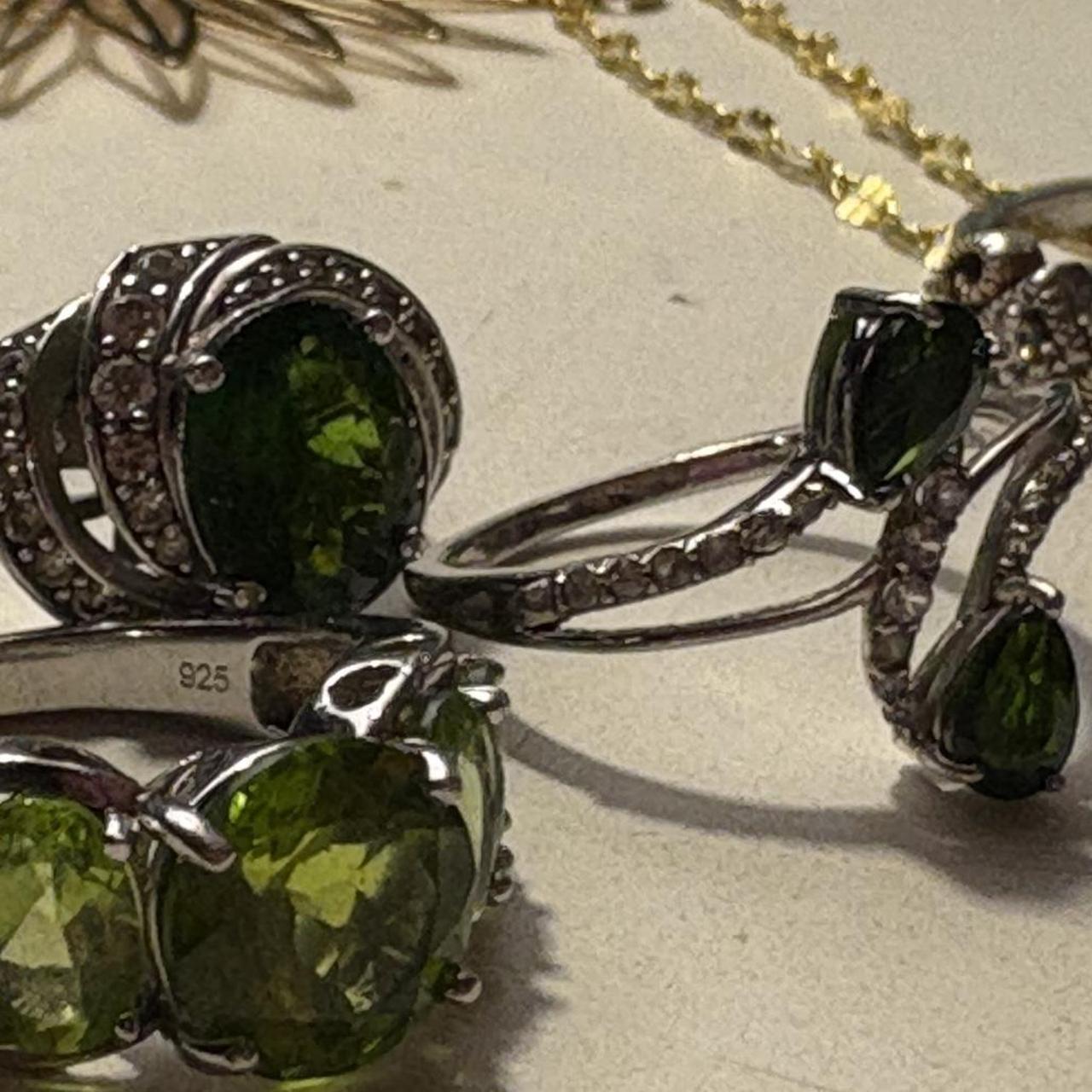 Women's Ring - Green/Silver – Emerald statement r… - image 1