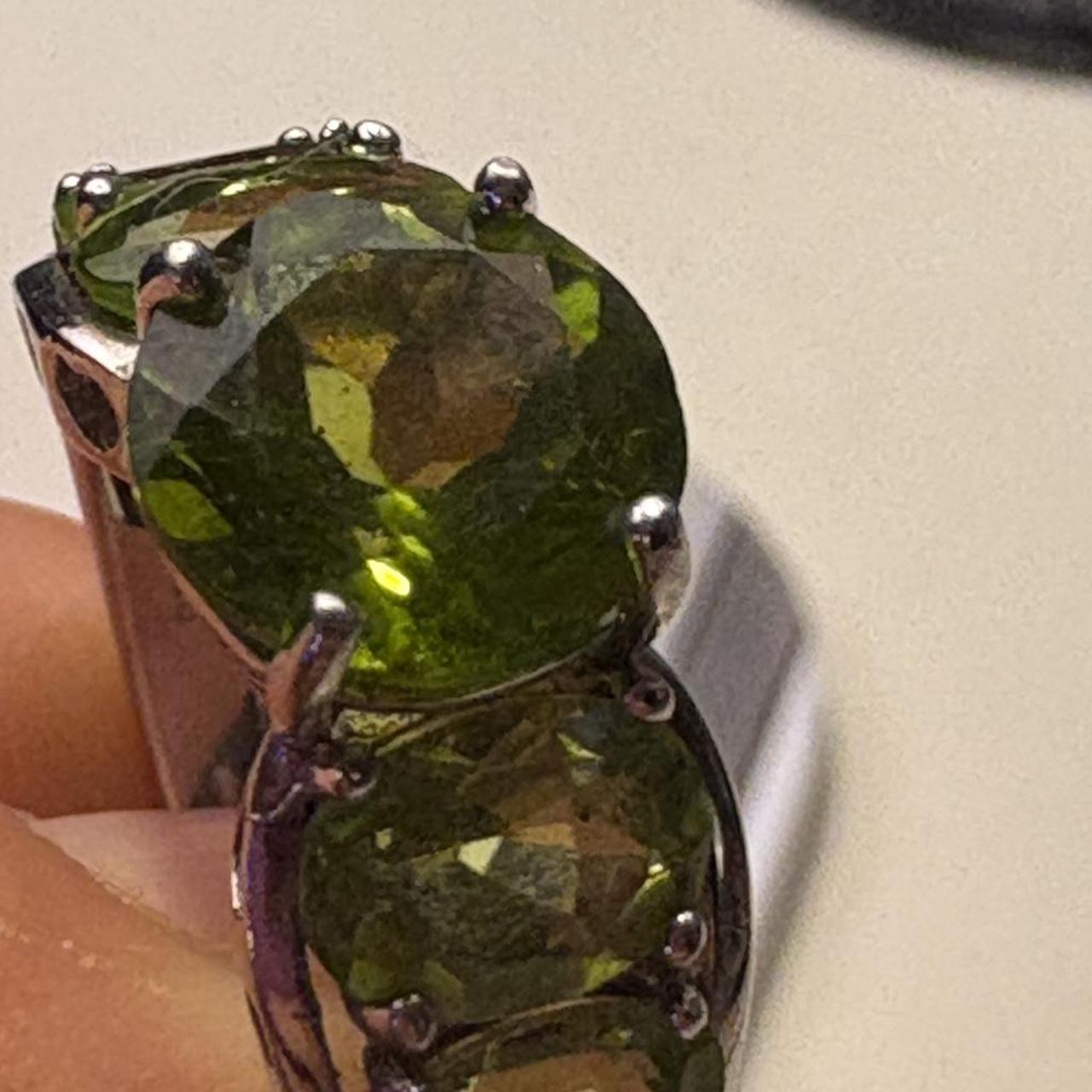 Women's Ring - Green/Silver – Emerald statement r… - image 3