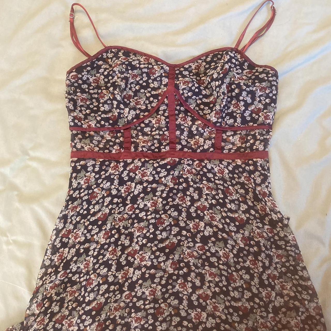 Free shipping! Lulu’s blue floral chiffon dress with... - Depop