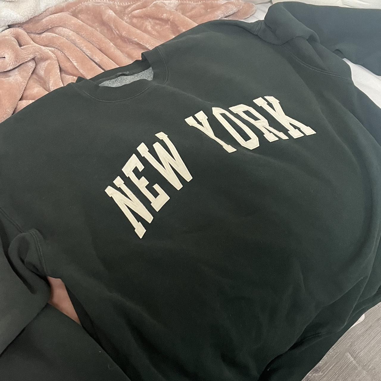 oversized brandy melville green new york crew neck,... - Depop