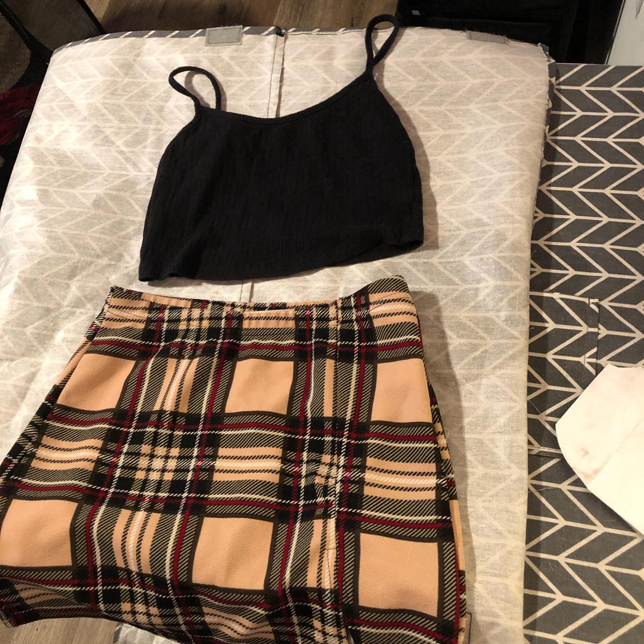 Plaid skirt black crop top hotsell