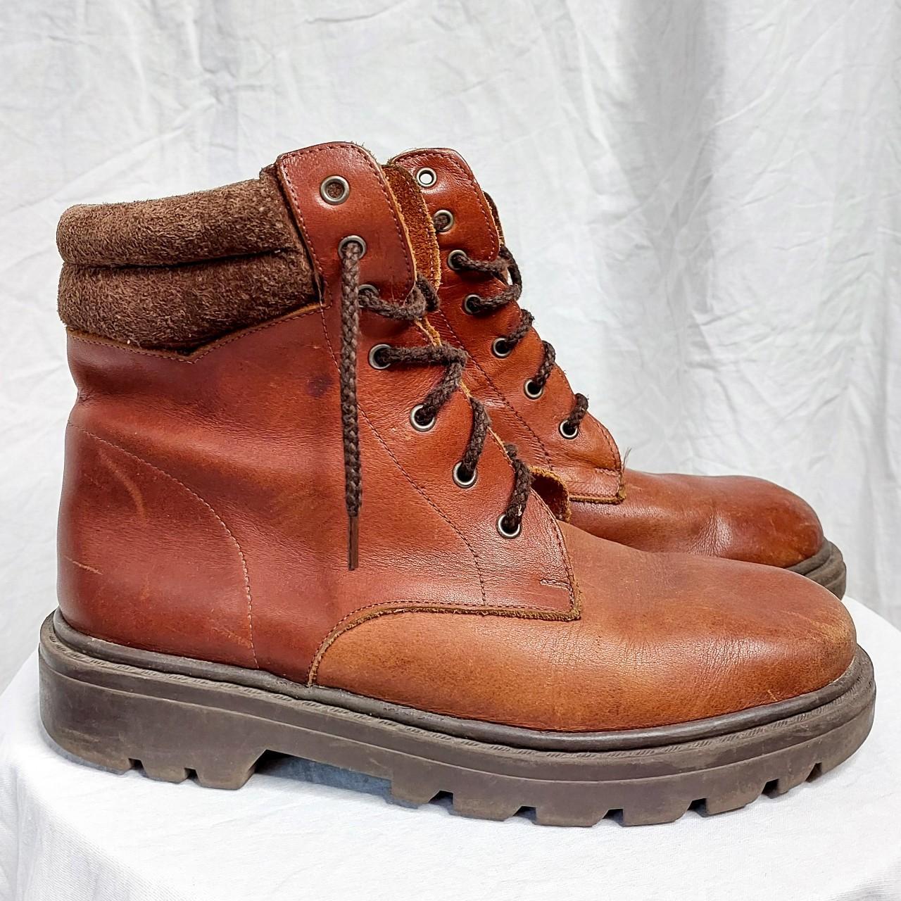 90s vintage ★ • tan combat boots • leather upper... - Depop