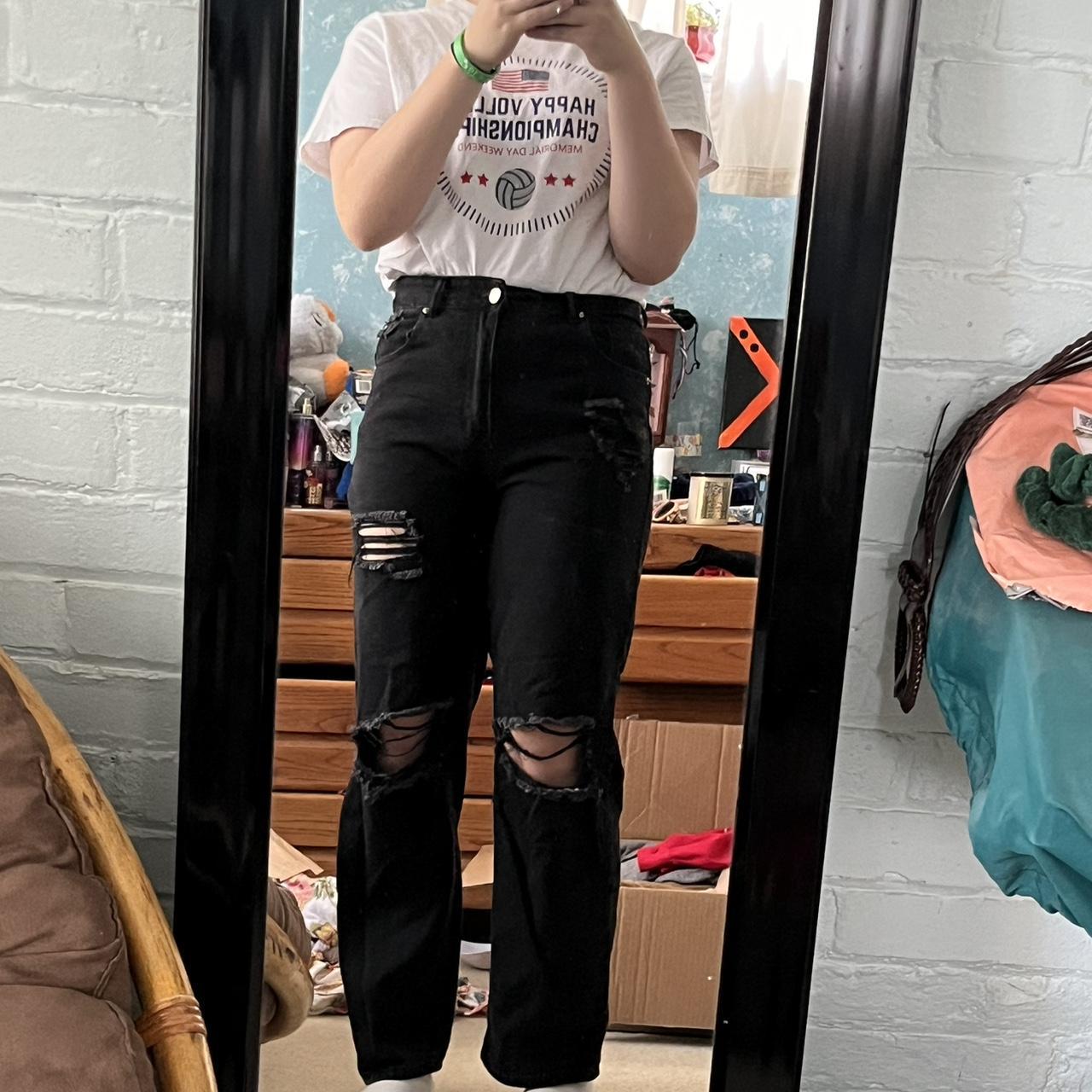 Black Baggy Ripped Mom Jeans Black Baggy Ripped Mom Jeans