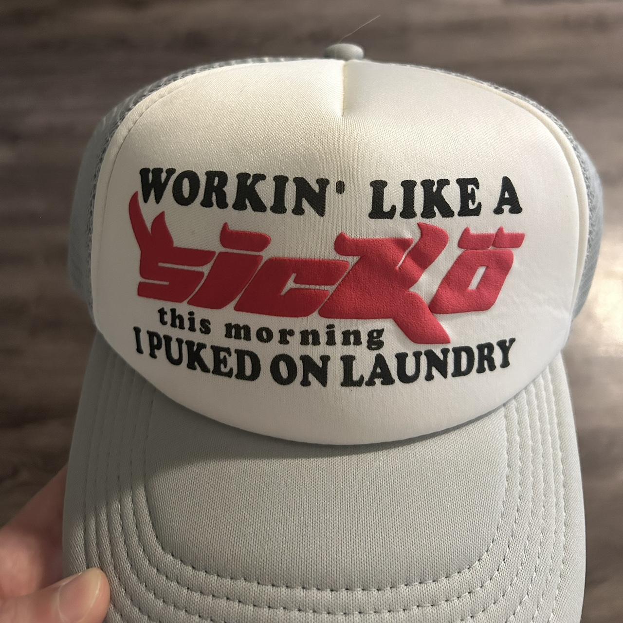 Sicko puked on laundry trucker hat. Has a | Depop