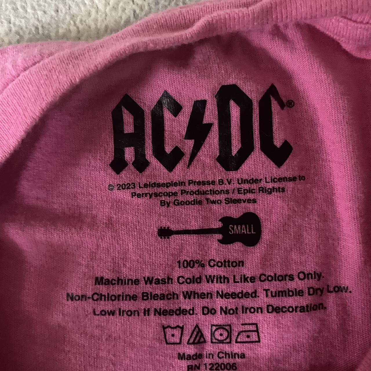 AC/DC Women’s Pink Small Crop Top Band Tee Grunge... - Depop