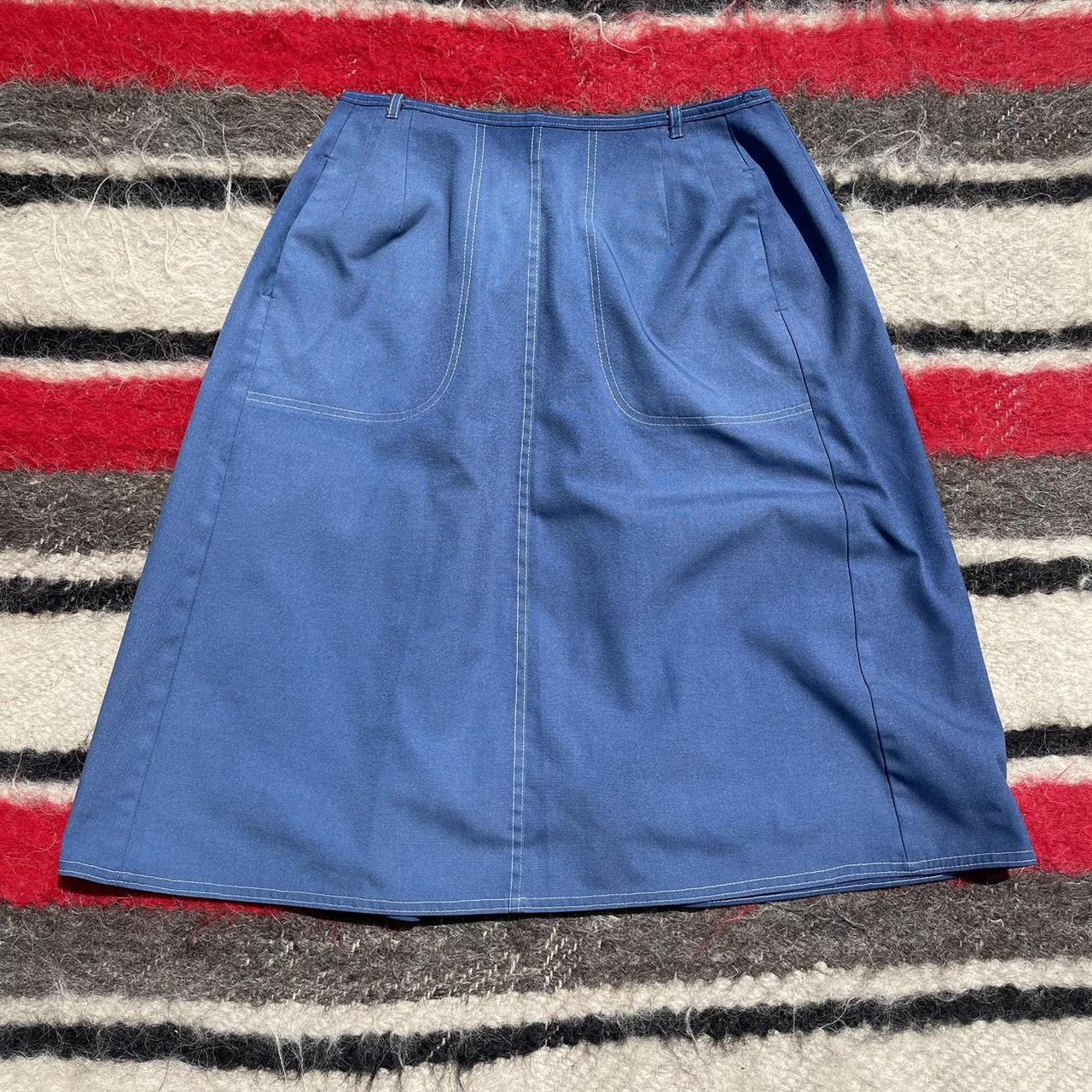 Women’s Vintage Blue Koret Wrap around Skirt Waist:... - Depop