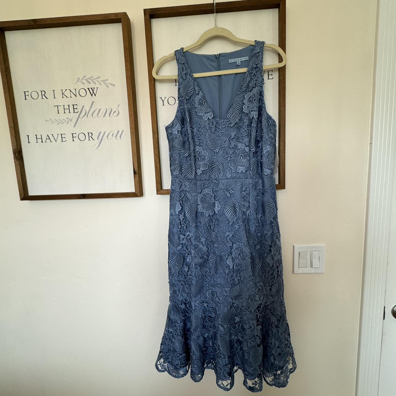 Blue lace dress with a zipper in the back lacedress Depop