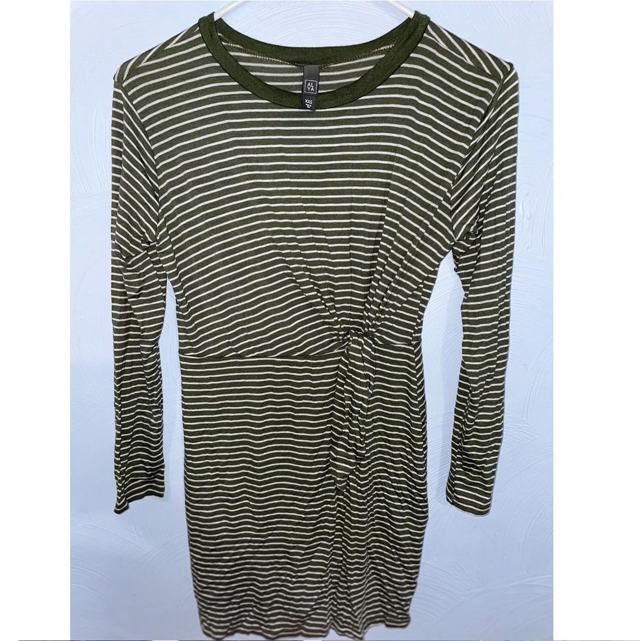 Olive green long sleeve t shirt dress online