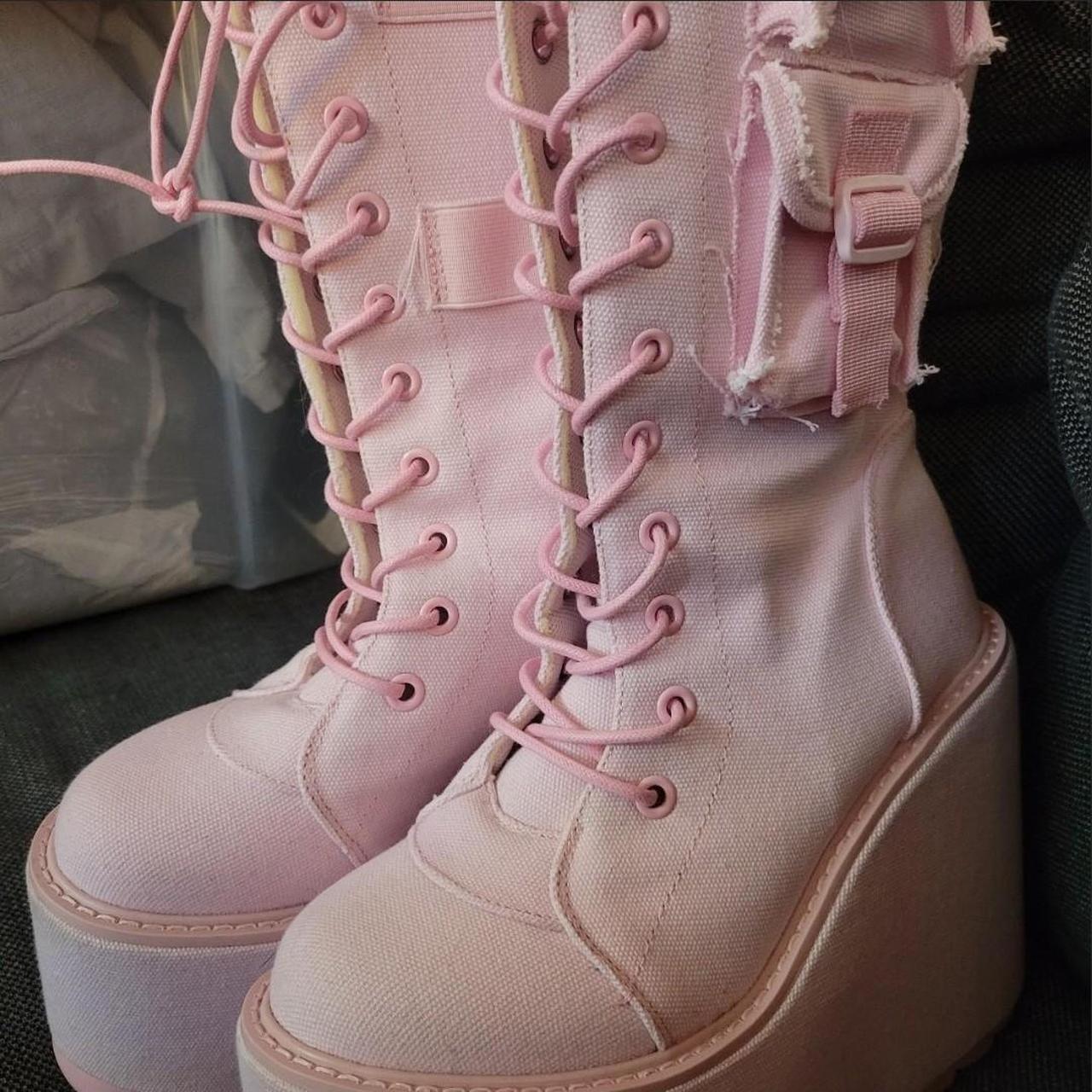 YRU Dune Desert Platforms Pastel Pink size 10. Depop