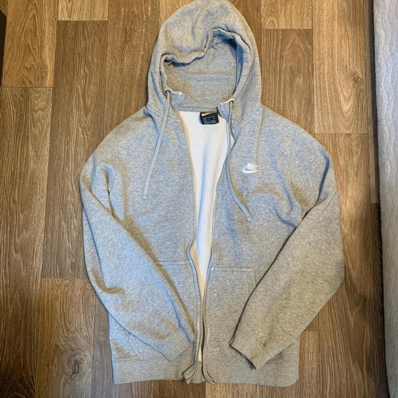 Nike grey zip up hoodie has no zipper CHECK OUT MY. Depop