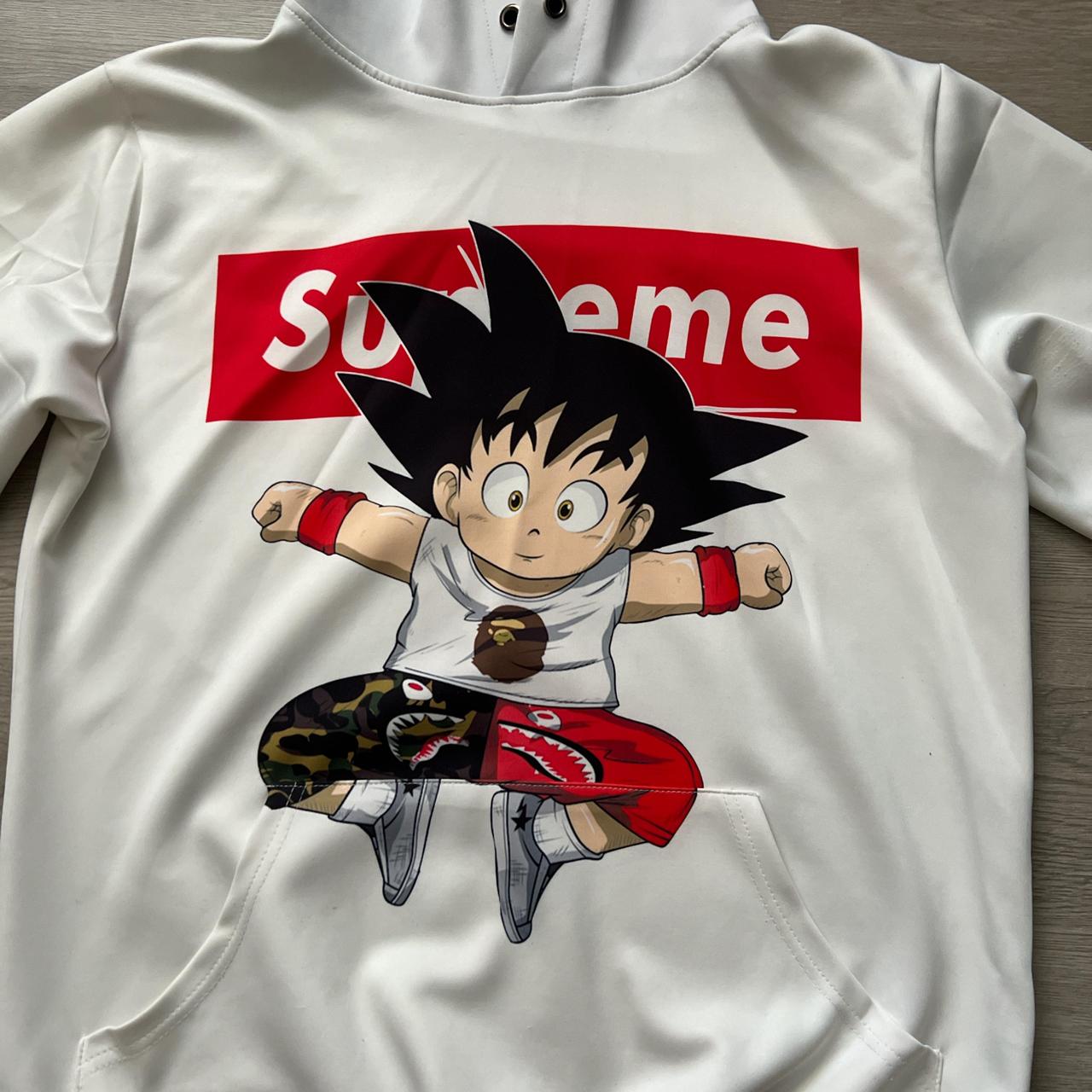 Kids XL supreme Kid Goku White Hoodie. Fits like a. Depop