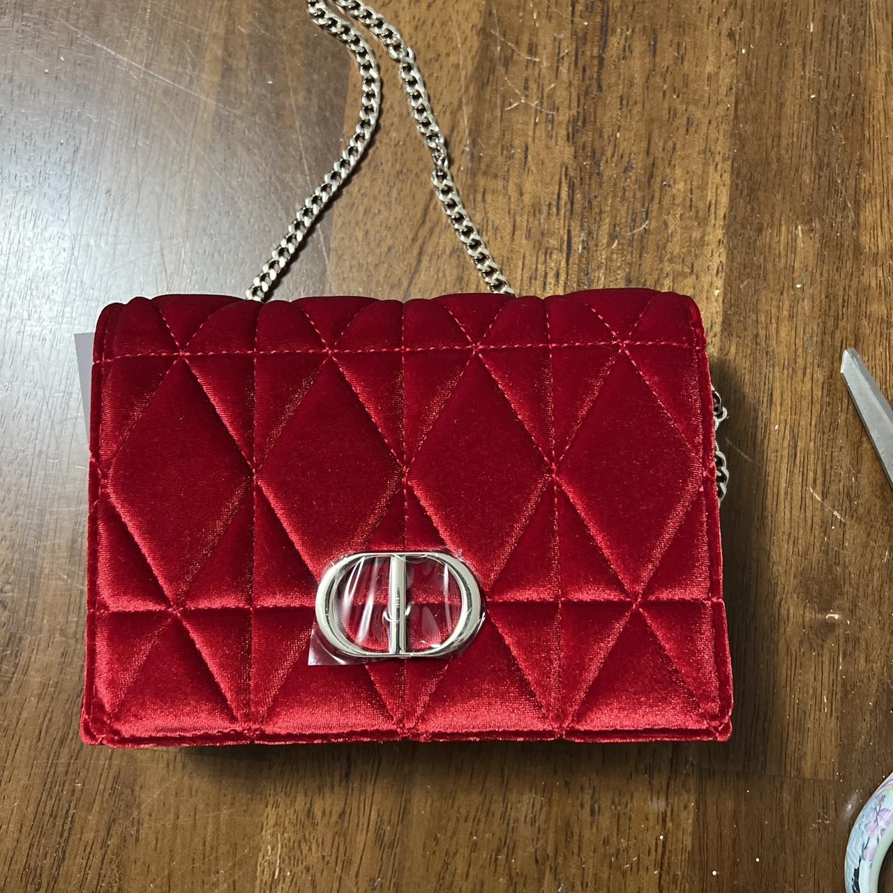 Red velvet evening bag on sale