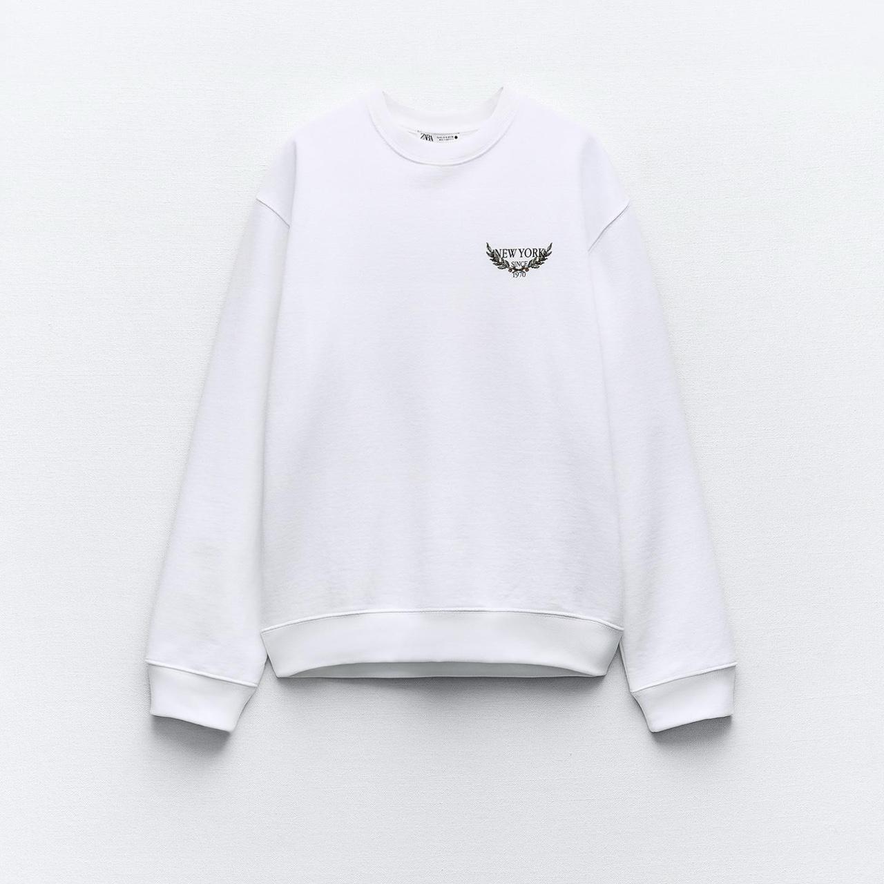 ★ZARA★ TEXT PRINT CREW NECK SWEATSHIRT COMBINED EMBROIDERED SLOGAN SWEATSHIRT - Blue | ZARA Georgia