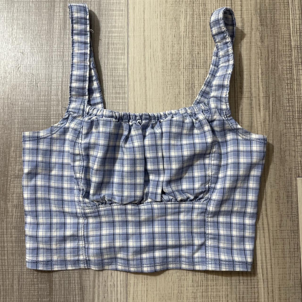 Small Hollister Blue and White Plaid Crop