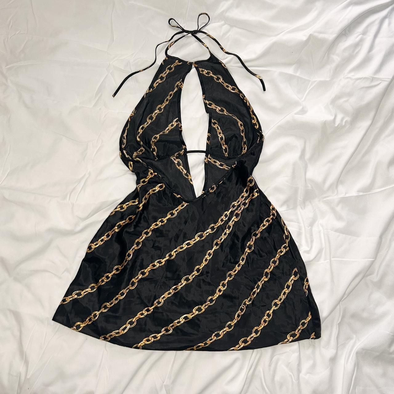 Black and gold halter dress best sale