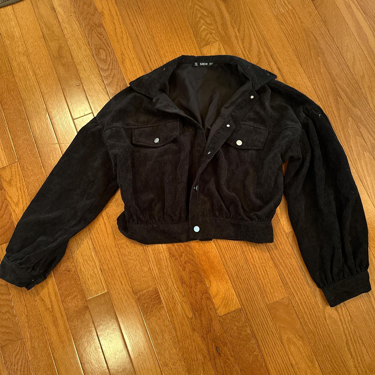 Black corduroy cropped jacket best sale