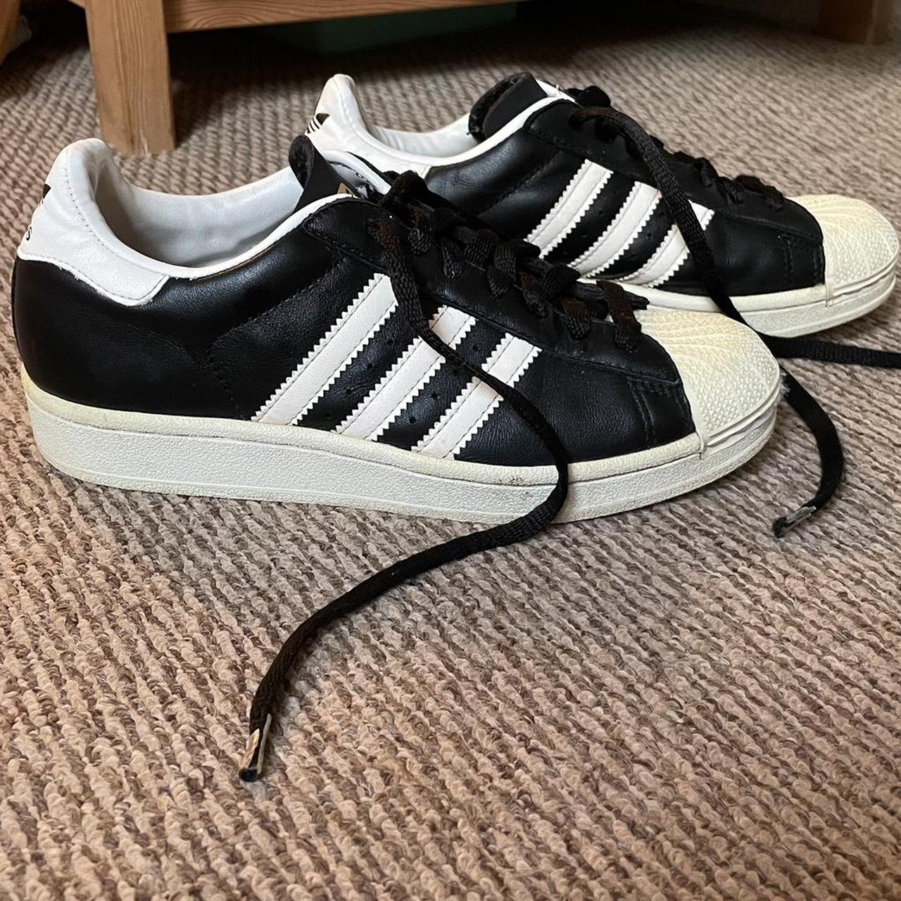 black and white Adidas trainers, UK size 5. really... - Depop