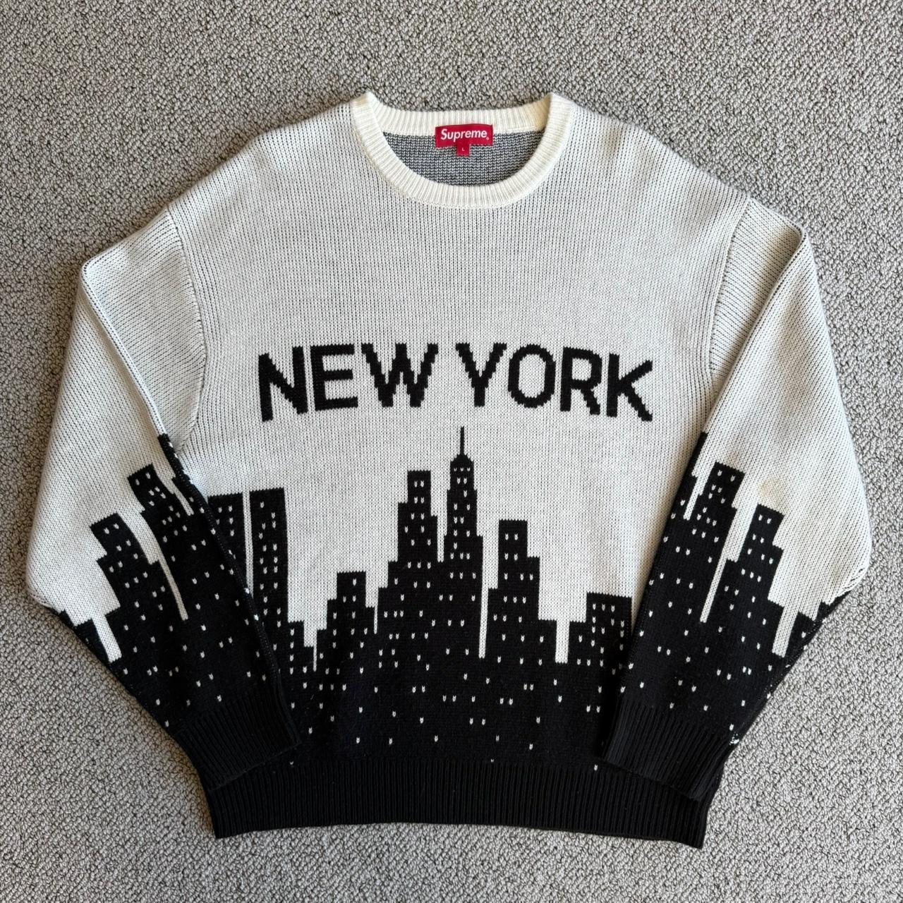 Quarter Zip Supreme Black & White Striped Sweater | Depop