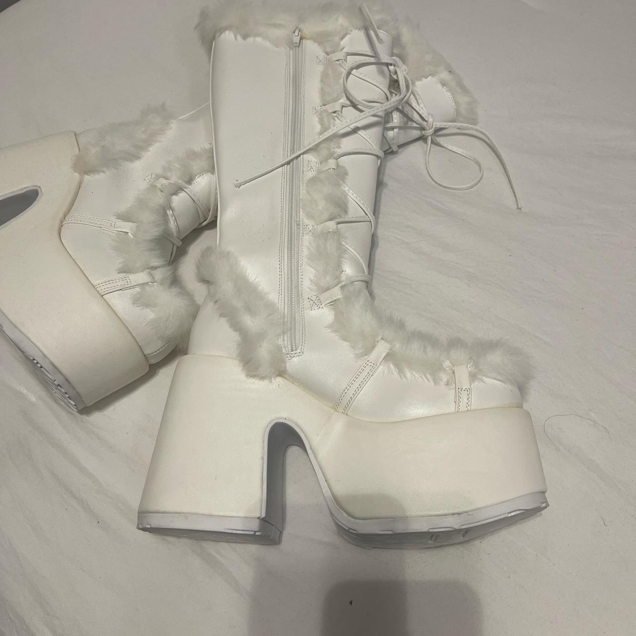womens white platform boots