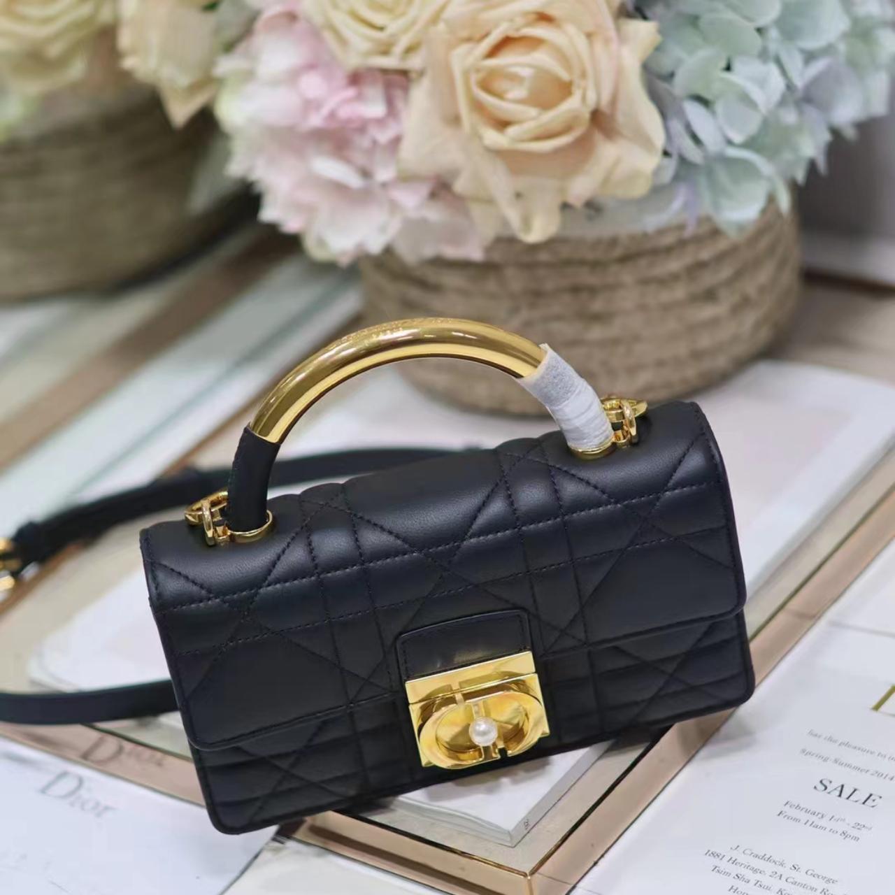 Dior ange mini black leather bag | Depop