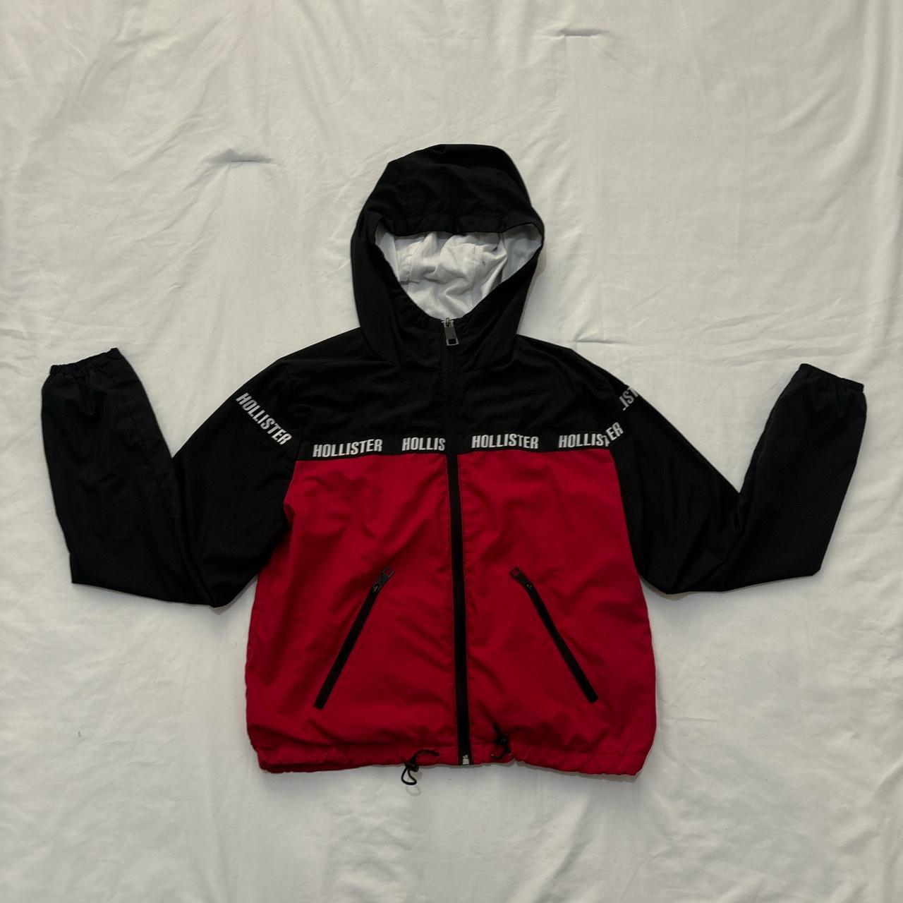 hollister red and black windbreaker jacket . Depop