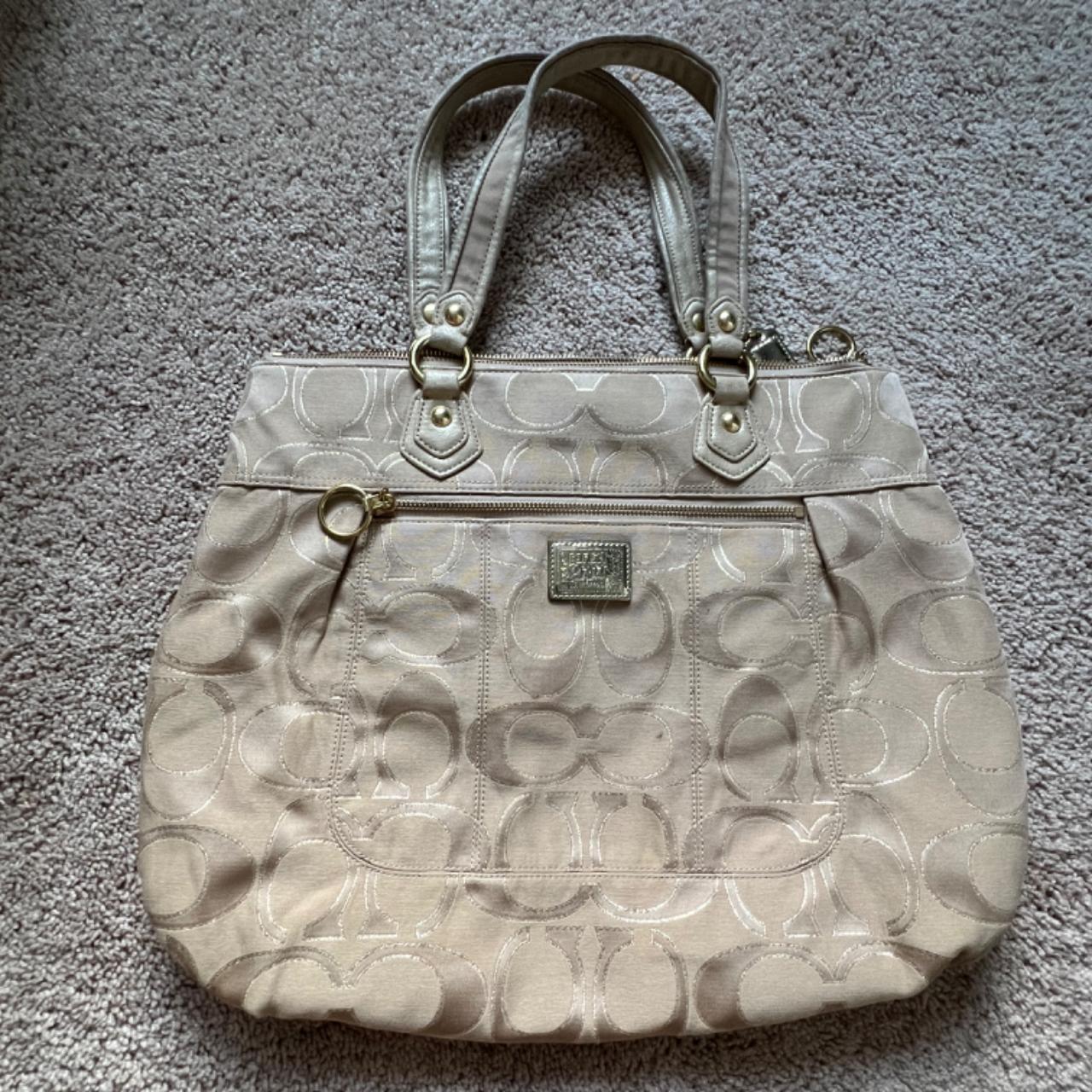 Coach signature logo poppy Lurex Glam Tote deals 17890