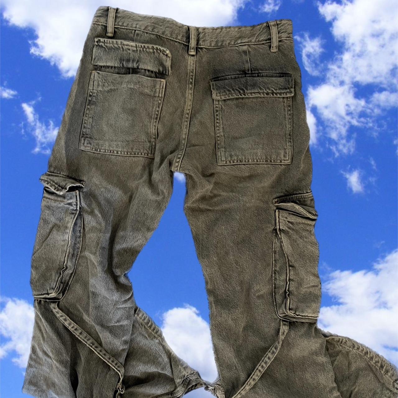 archive ZARA 極太 buggy denim pants y2k Zara Pants Women's 8 Cargo Wide Leg Military Baggy 90s Y2K