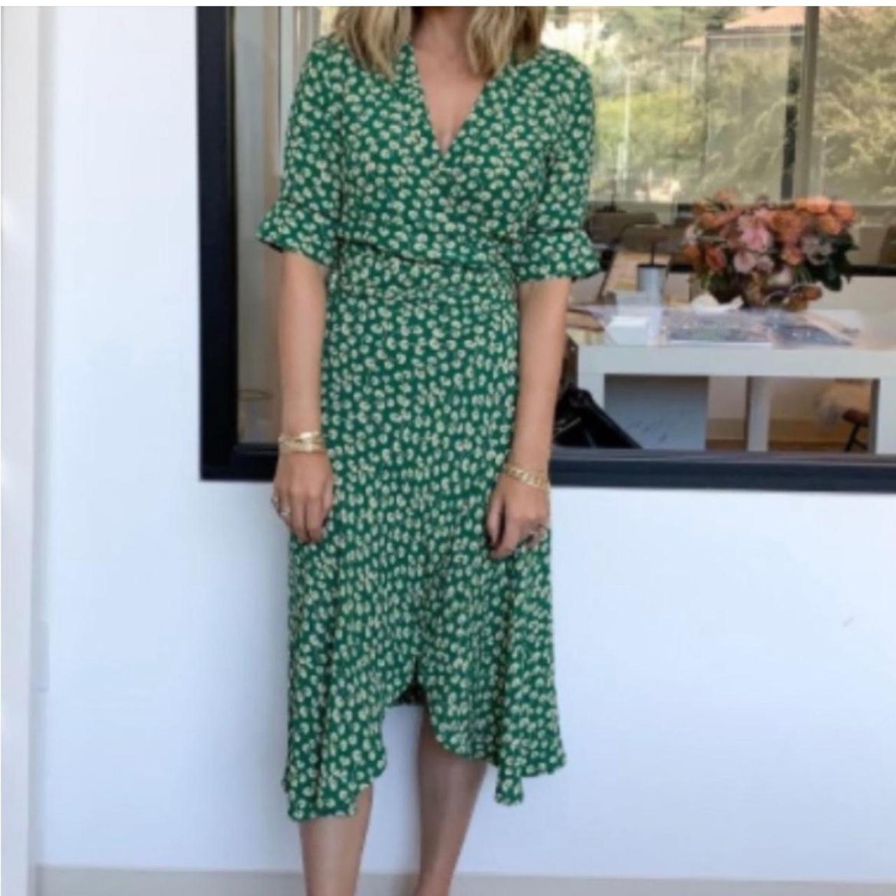 Ganni dalton crepe dress green hotsell