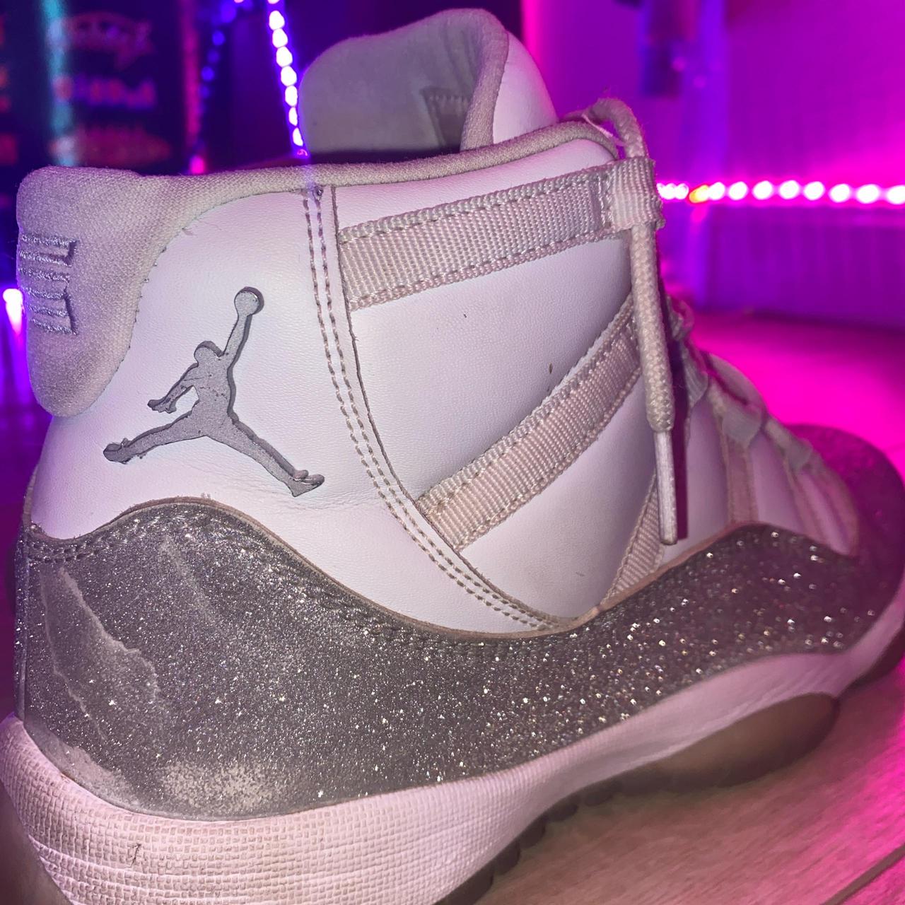 white and silver glitter 11s