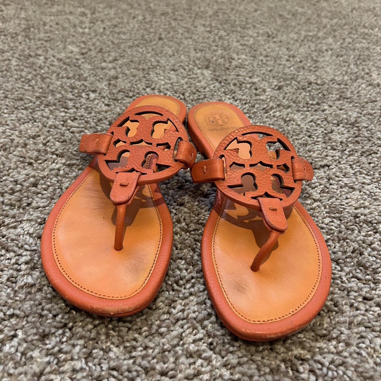 Orange tory burch miller sandals hotsell